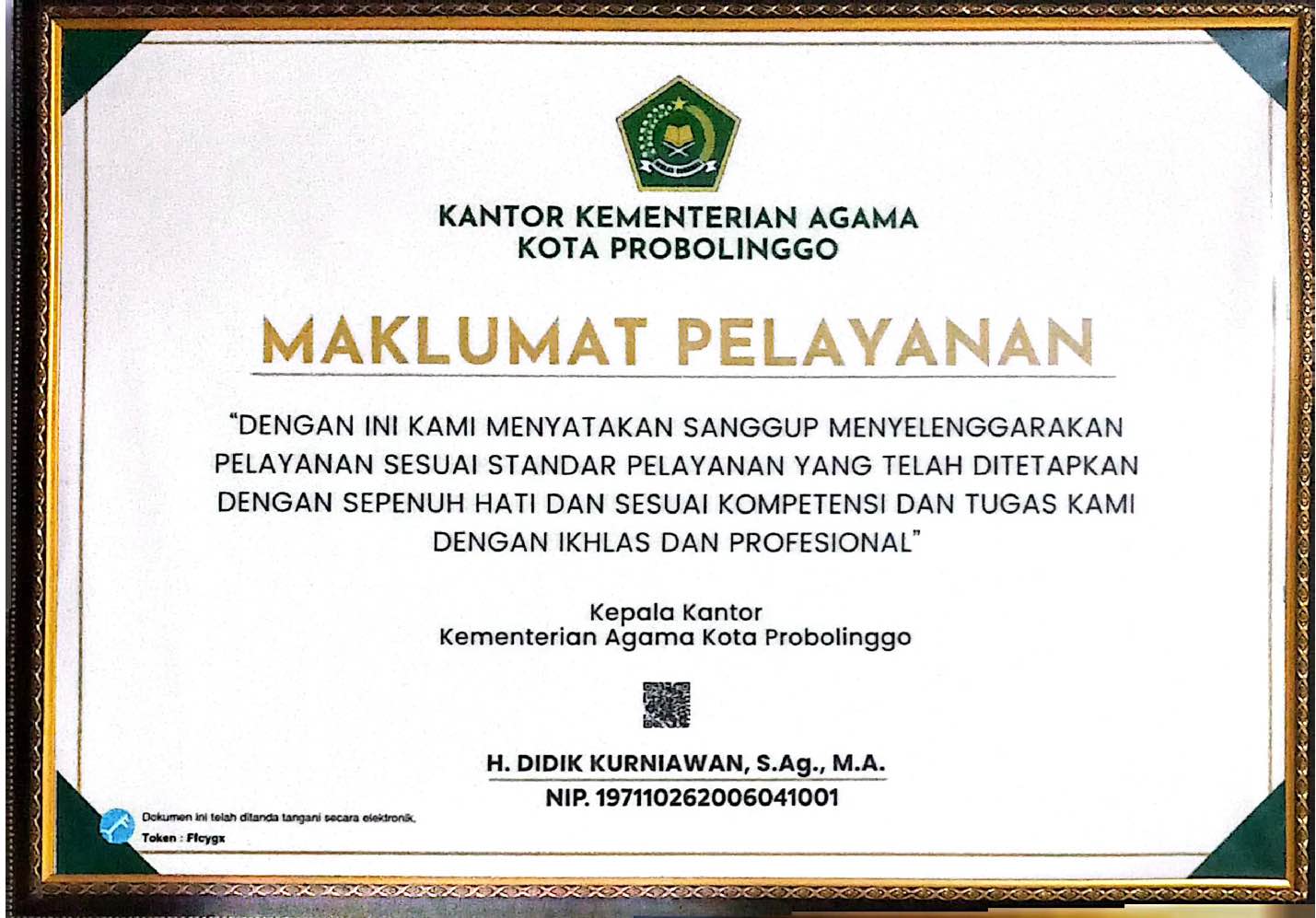 Foto Maklumat Zona Integritas